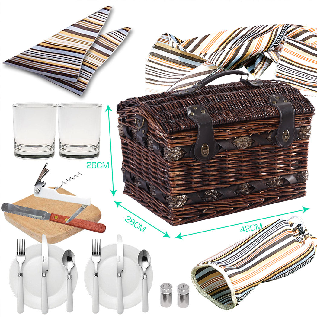 2 Person Picnic Basket Willow Baskets-1831592687212564482