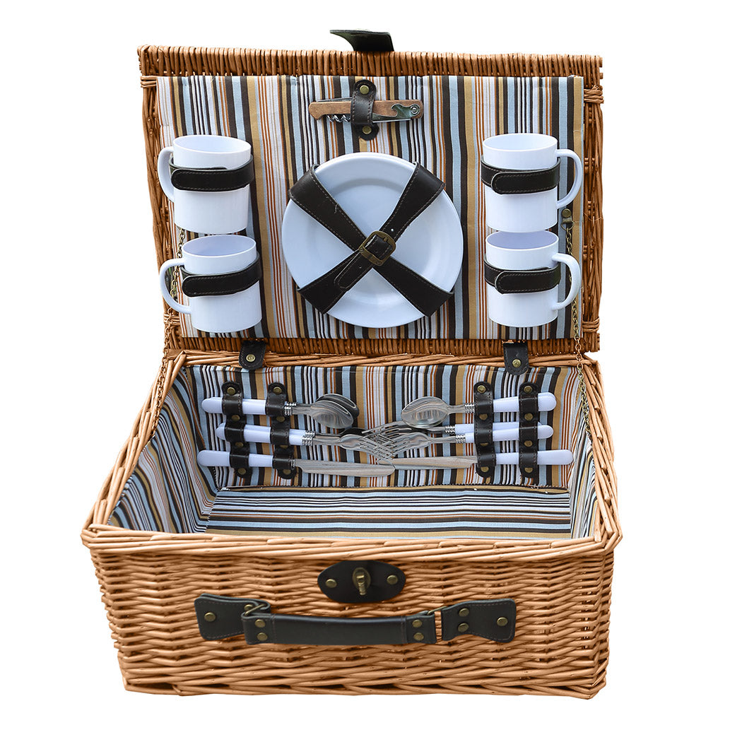 4 Person Picnic Basket Willow Baskets-1831592744083132419