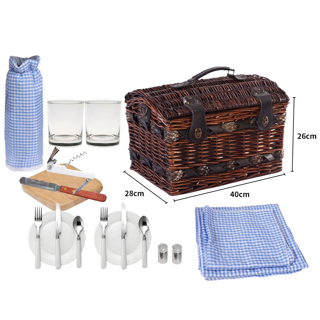 2 Person Picnic Basket Baskets Set Outdoor-1831592707970174978