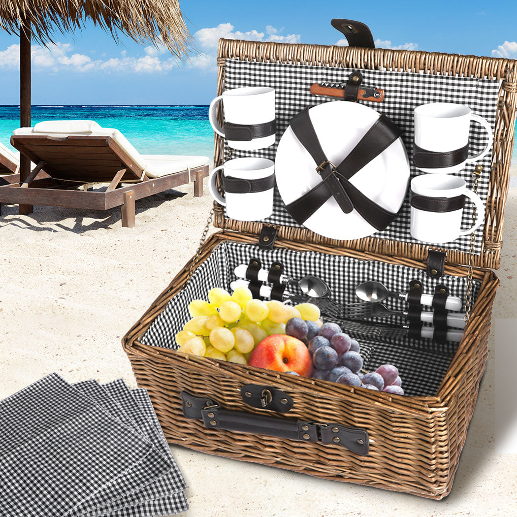 4 Person Picnic Basket Baskets Set Outdoor-1831592764744273926