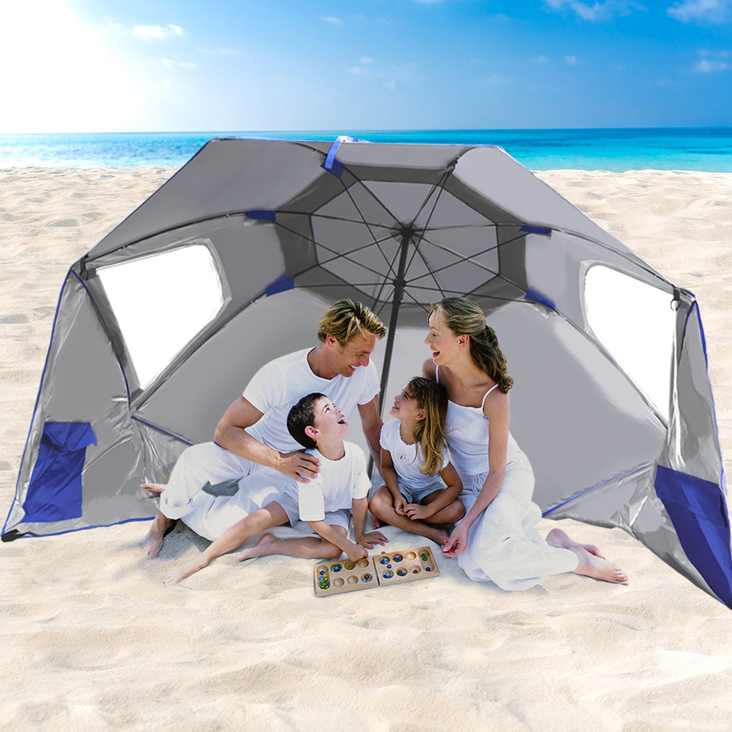 Mountview Beach Umbrella Outdoor Umbrellas Blue 2.33M-1831592807350013958