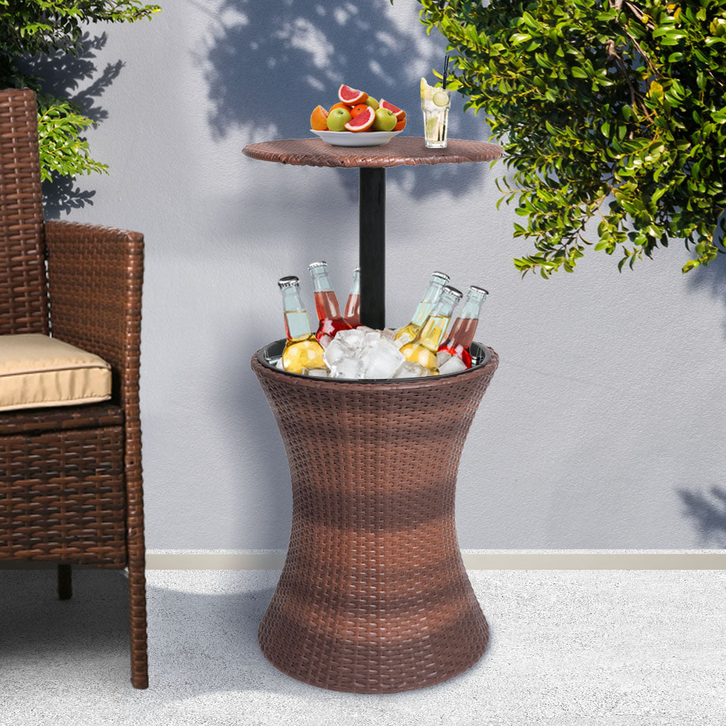 Levede Cooler Ice Bucket Table Bar Outdoor Black and brown-1831592621357797382