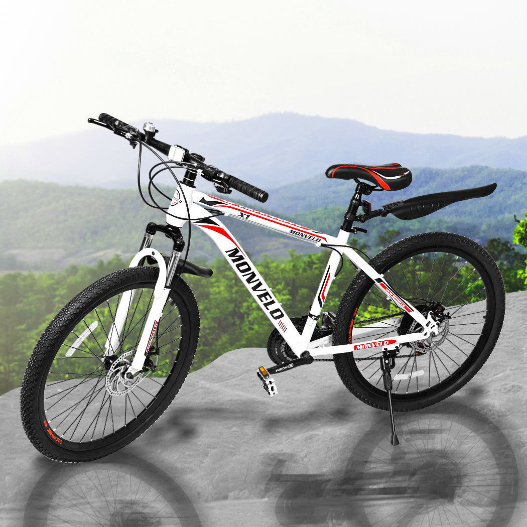 Monvelo 21 Speed 27.5'' Mountain Bicycle Black,Red,White-1831592499639095303