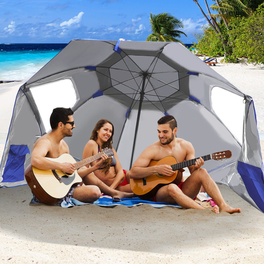 Mountview Beach Umbrella Outdoor Umbrellas Blue 2.33M-1831592807350013959