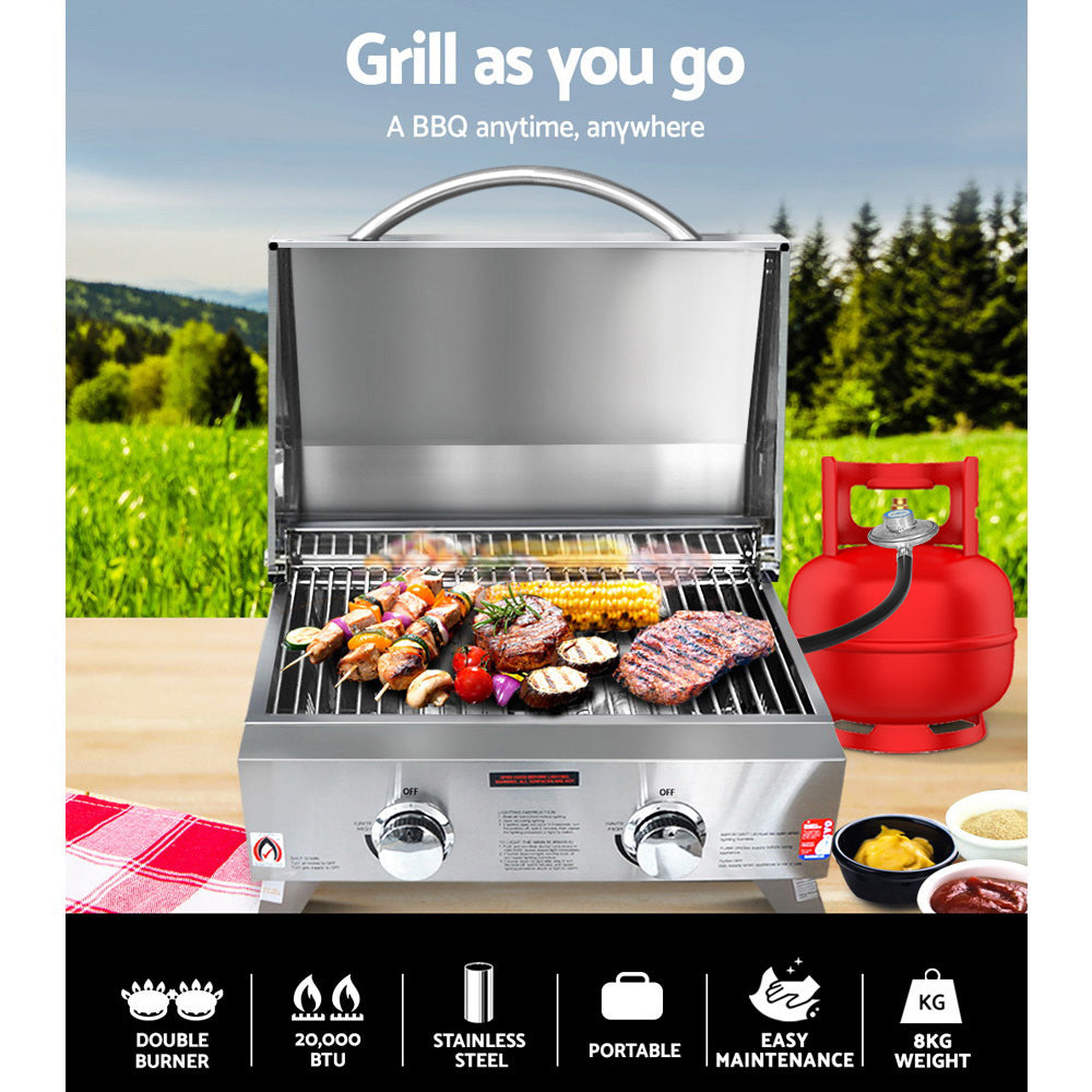 Portable Gas BBQ Grill 2 Burners