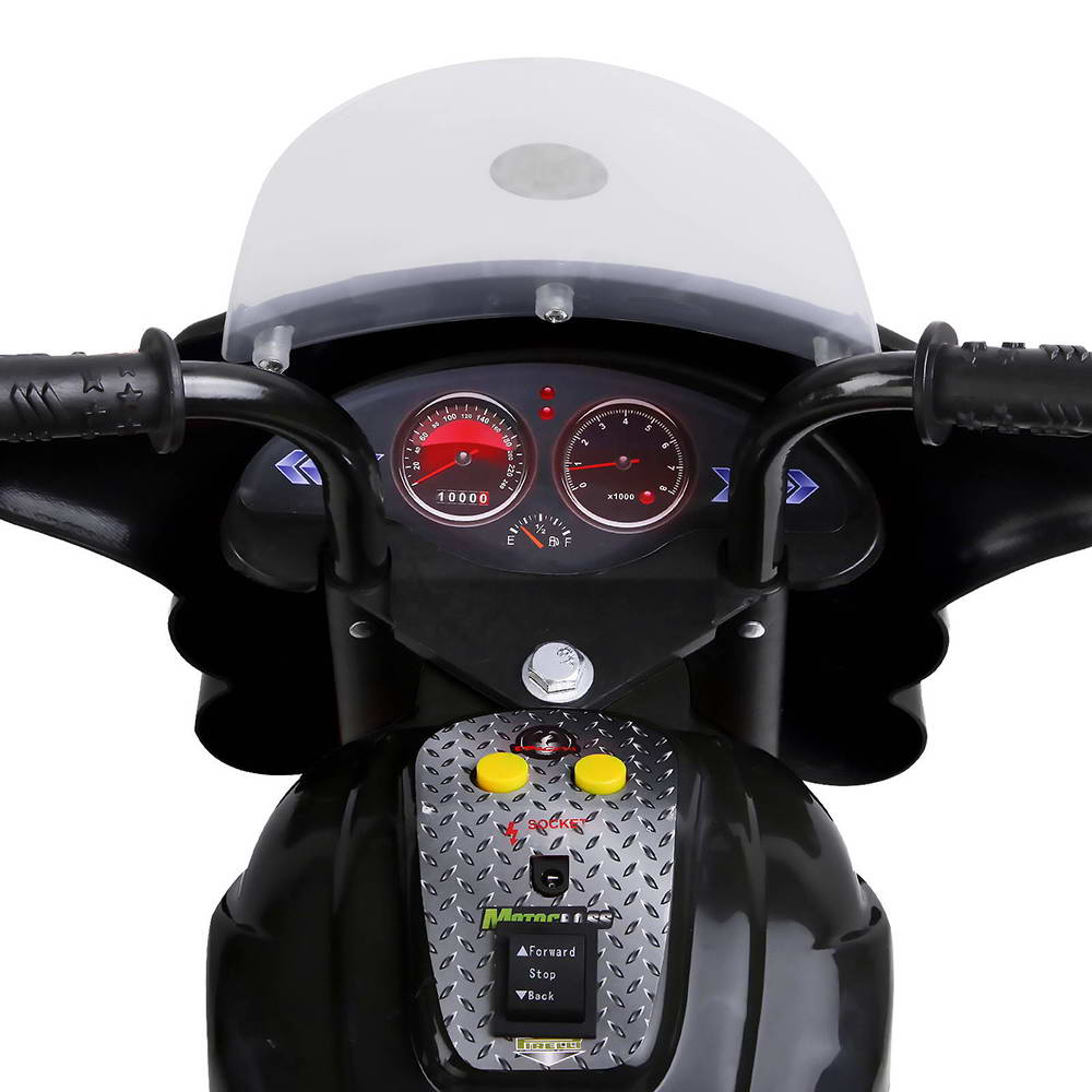 Rigo Kids Electric Ride On Police Motorcycle Motorbike 6V Battery Black