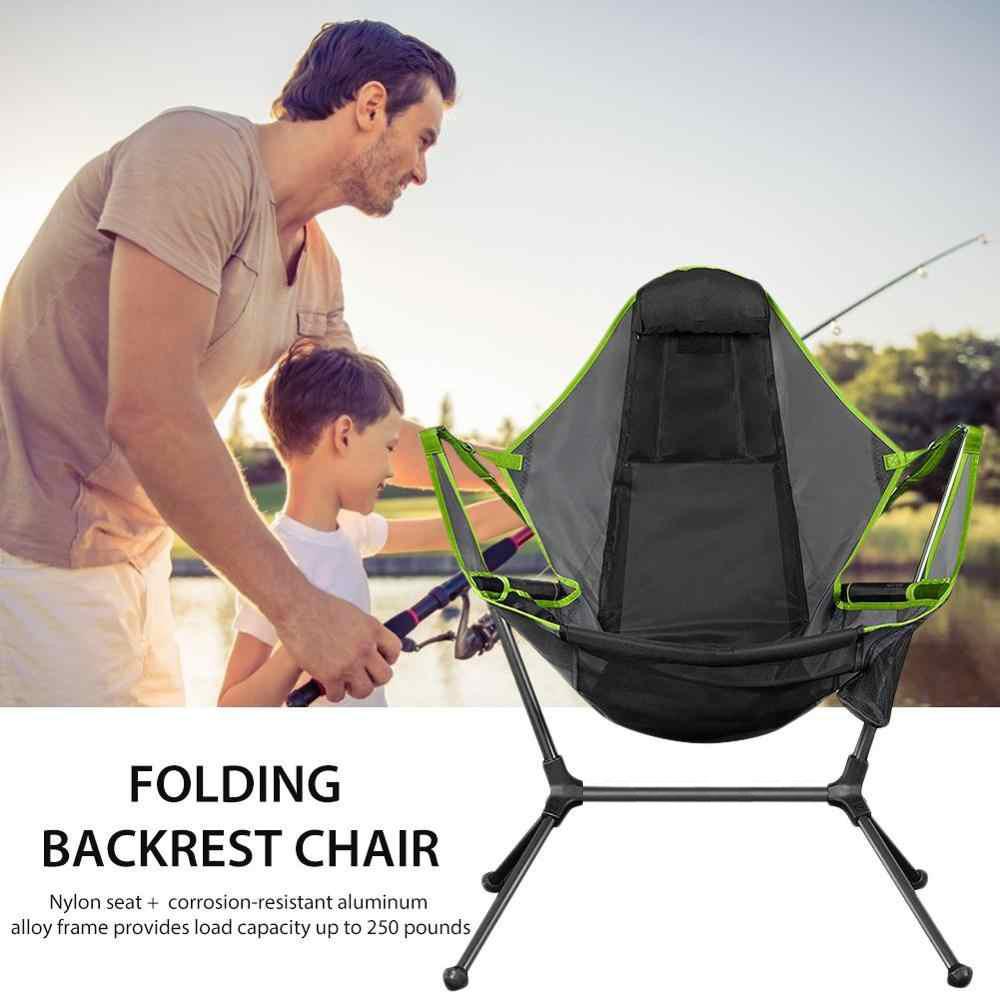 Camping Chair Foldable Swing Luxury Recliner Relaxation Swinging Comfort Lean Back Outdoor Folding Chair Outdoor Freestyle Portable Folding Rocking Chair Grey