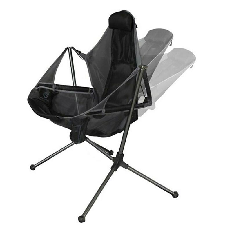 Camping Chair Foldable Swing Luxury Recliner Relaxation Swinging Comfort Lean Back Outdoor Folding Chair Outdoor Freestyle Portable Folding Rocking Chair Grey