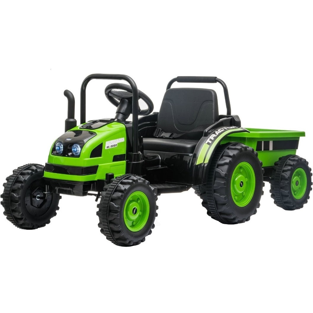 12V Kids Ride on Electric Tractor With Tipper Trailer – Green