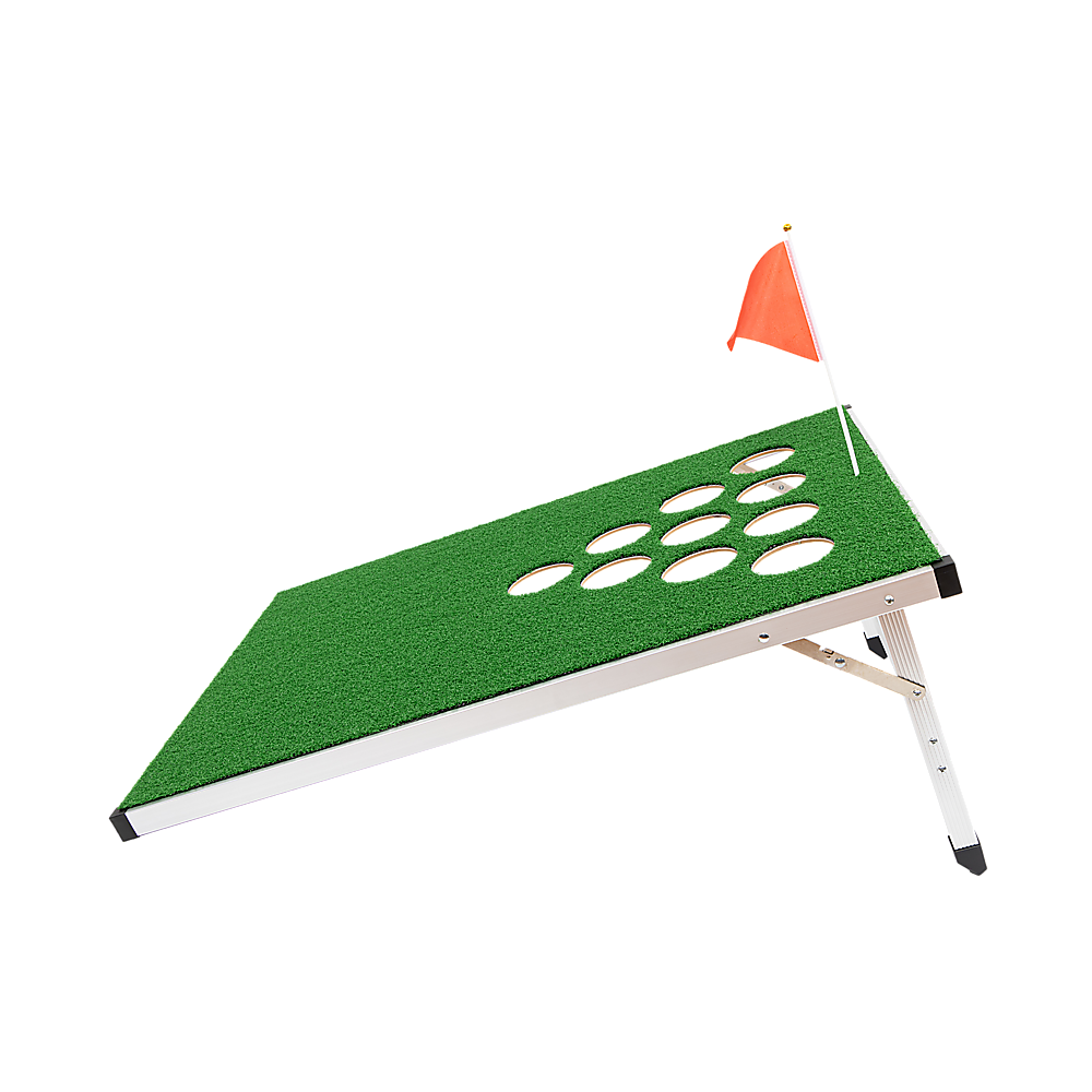 Golf Cornhole Game With Chipping Mats, Golf Balls, Putters