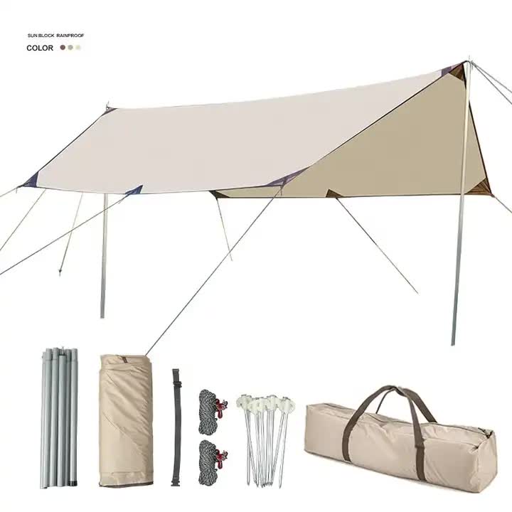 500*292 cm  Large  Square Camping Tarp Shelter - Waterproof, UV Protection, Sunshade Canopy Shelter for Camping, Hiking, Picnic