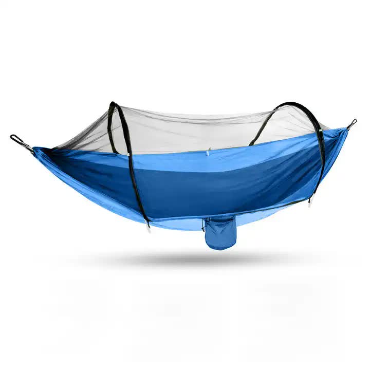 Outdoor Camping Hammock with Mosquito Net - 240x100cm Lightweight Portable Hammock Single Blue