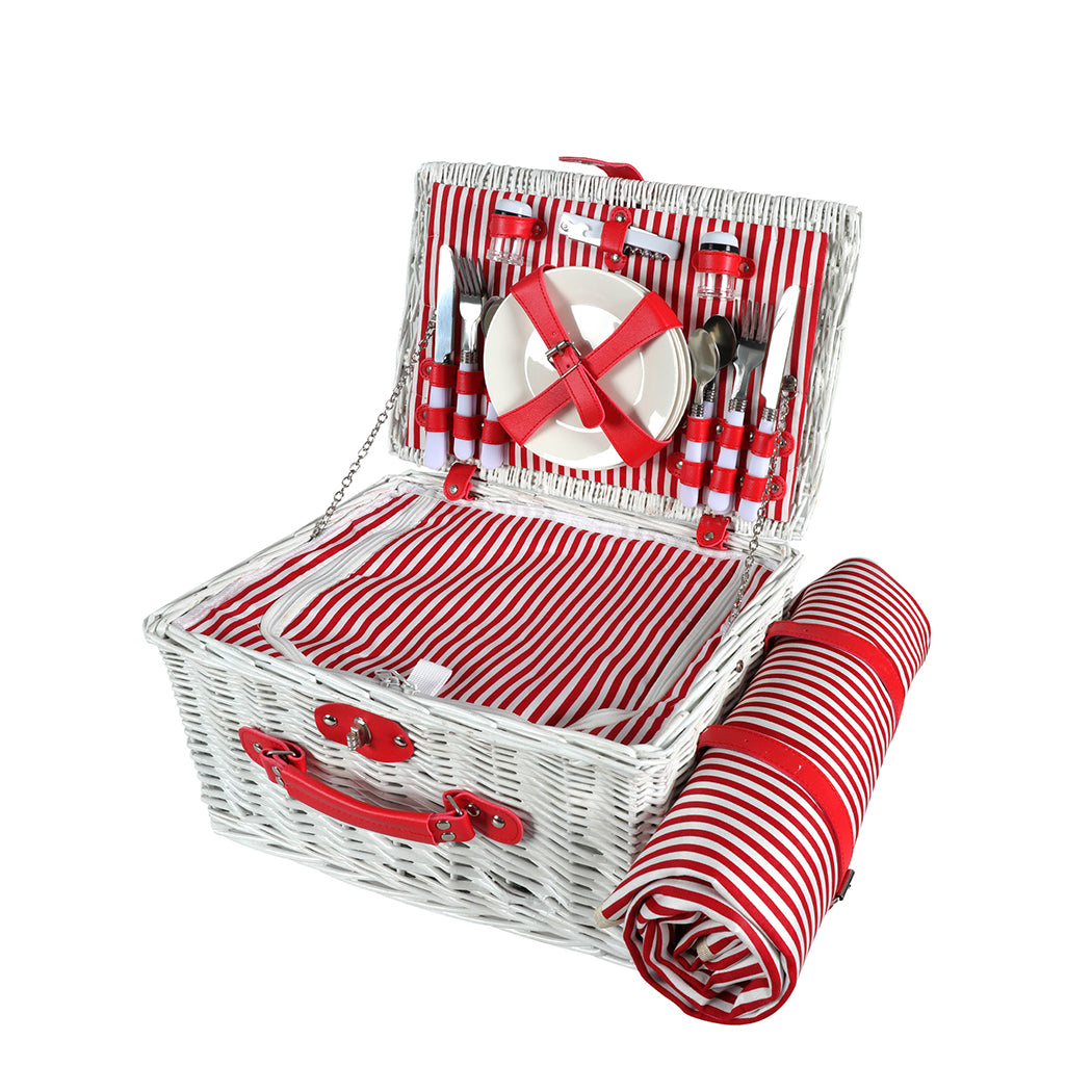 Picnic Basket Set Baskets 4 Person Wicker-1831592764882685952