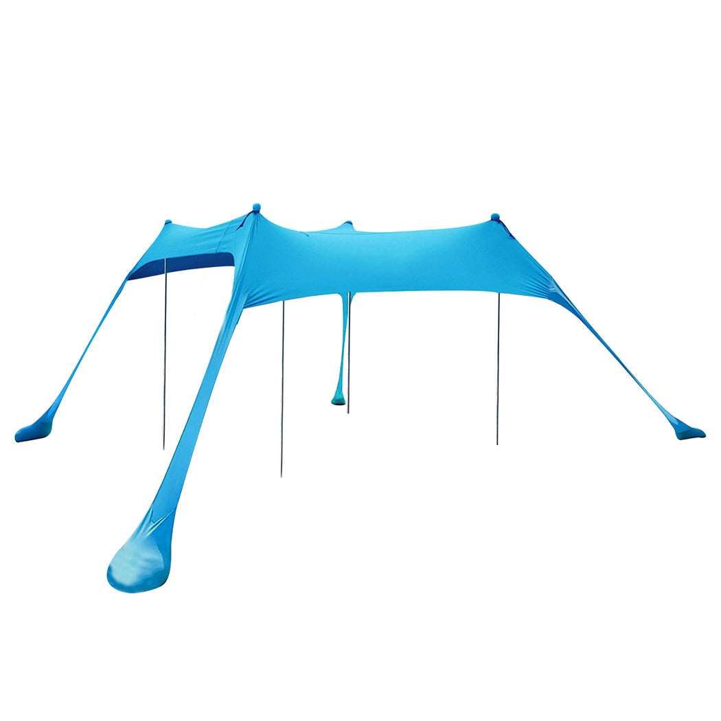 Beach Tent Camping Canopy 4-6 Person Family Sun Shade Shelter 300x300cm Blue-1831592673266503681