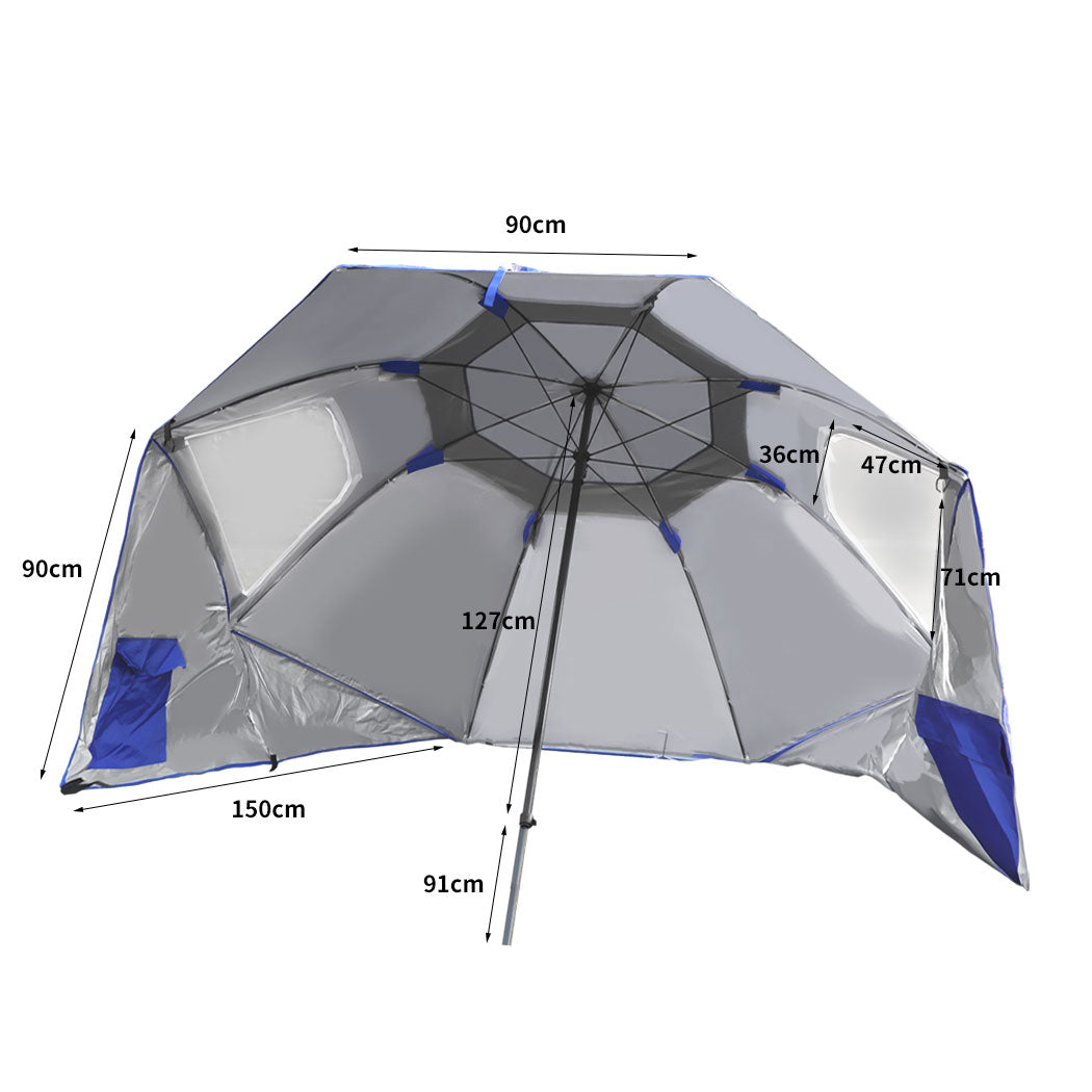 Mountview Beach Umbrella Outdoor Umbrellas Blue 2.33M-1831592807350013954