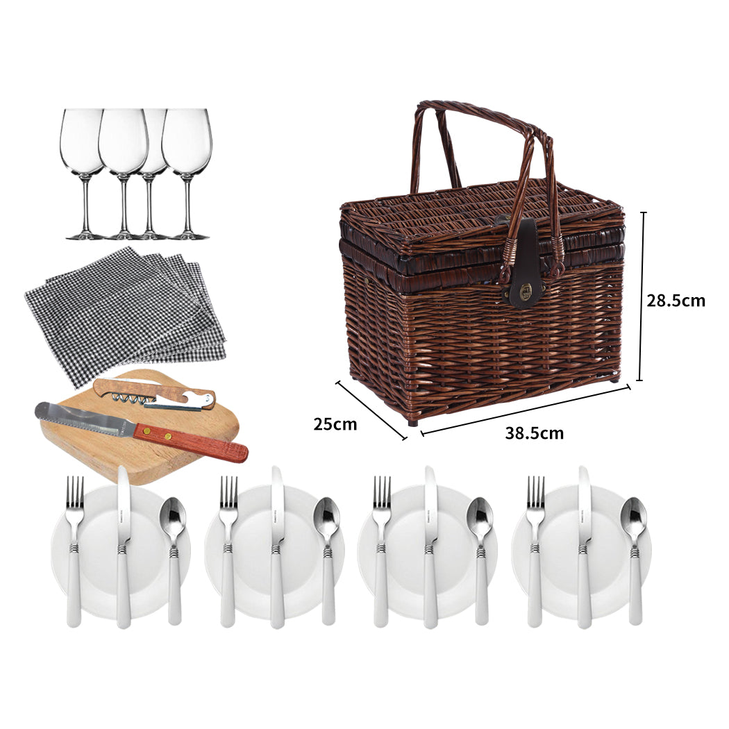 4 Person Picnic Basket Set Outdoor Baskets-1831592675489484802