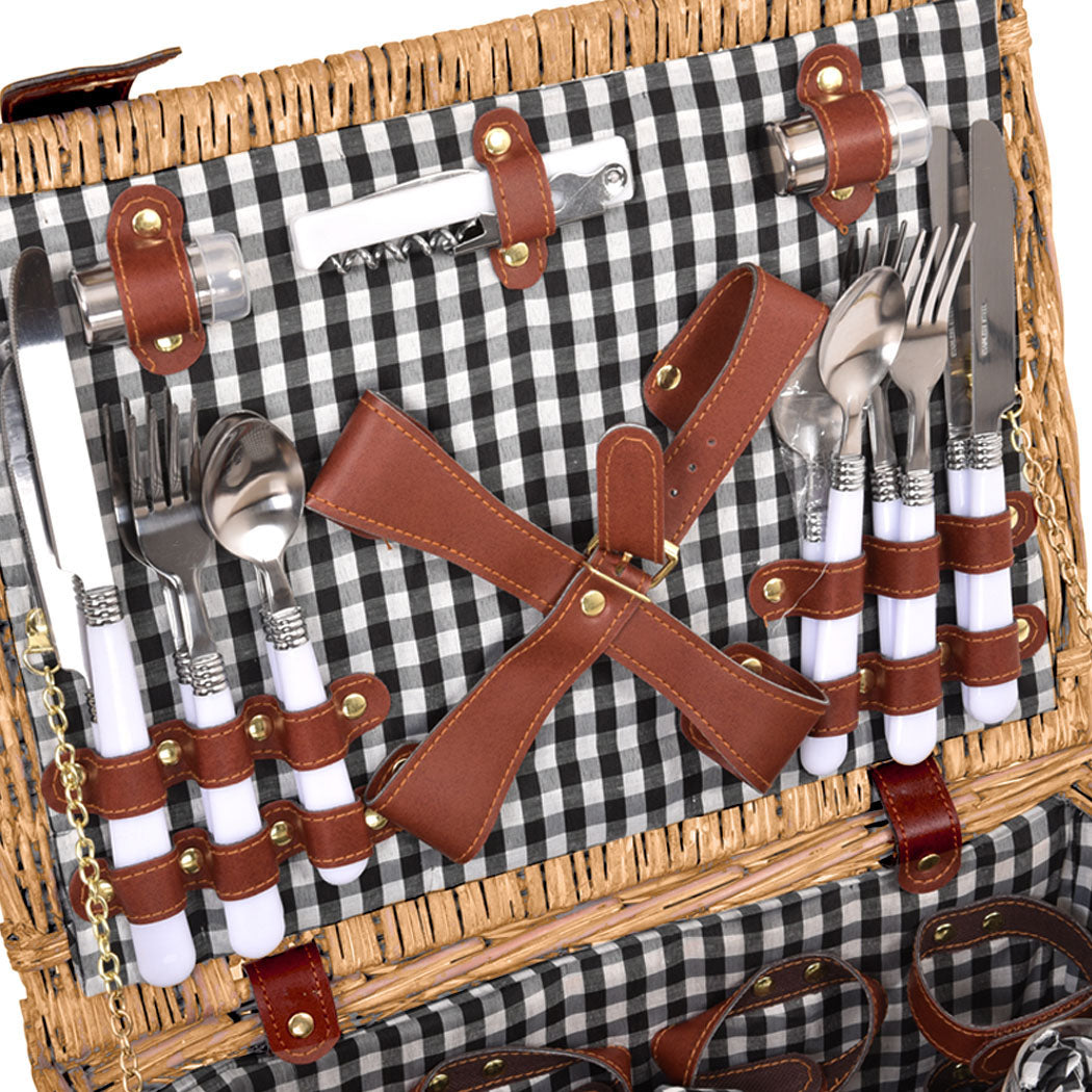 4 Person Picnic Basket Baskets Set Outdoor-1831592762982666244