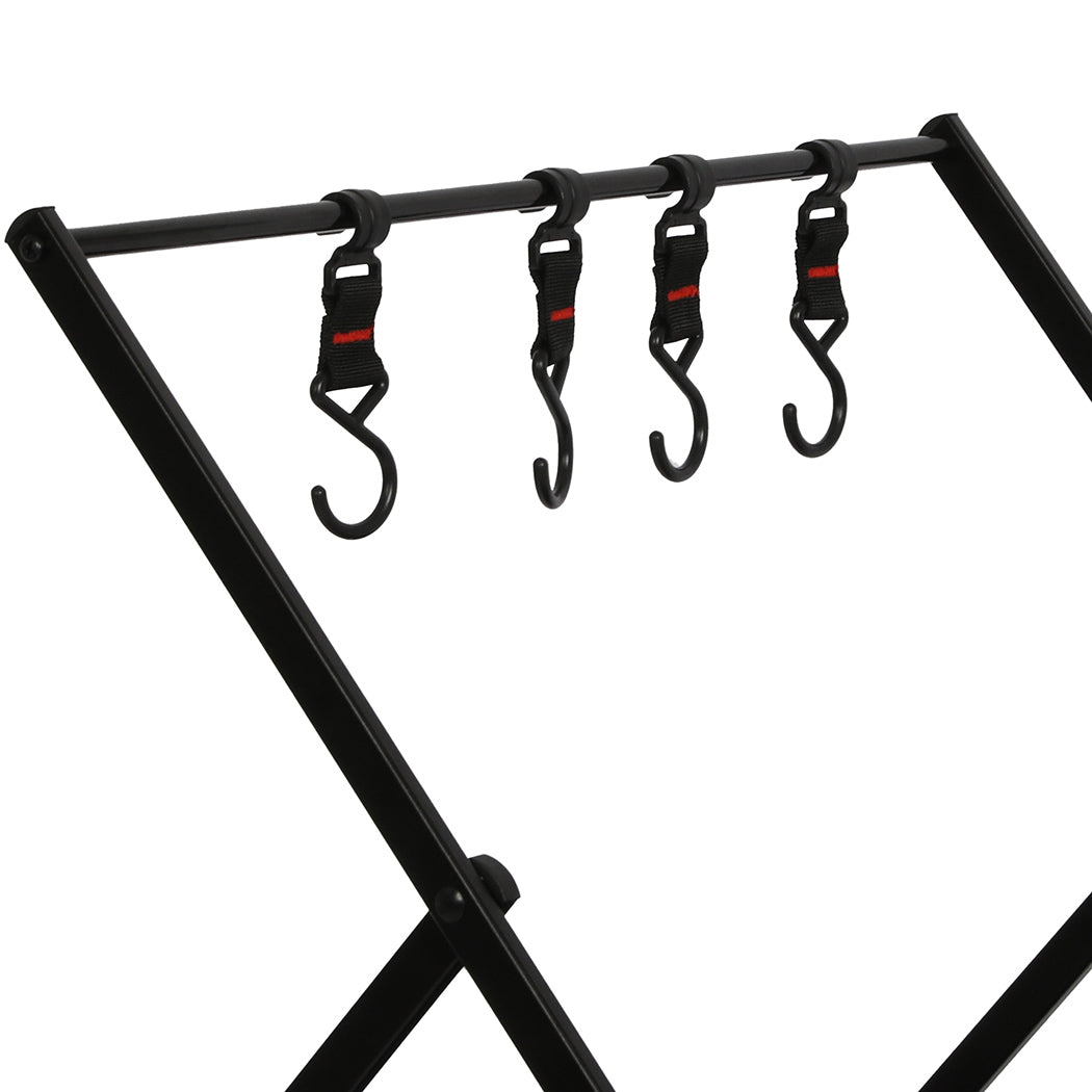 Levede Foldable Camping Storage Shelves 3 Layer with Hooks Black-1831592771744567300